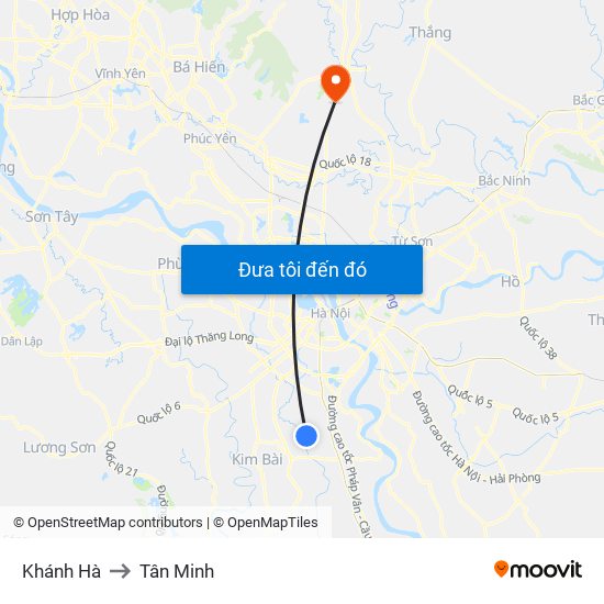 Khánh Hà to Tân Minh map