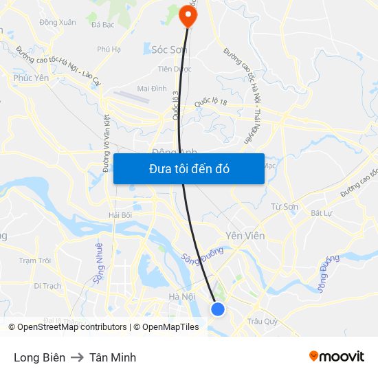 Long Biên to Tân Minh map