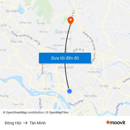 Đông Hội to Tân Minh map