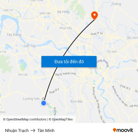 Nhuận Trạch to Tân Minh map