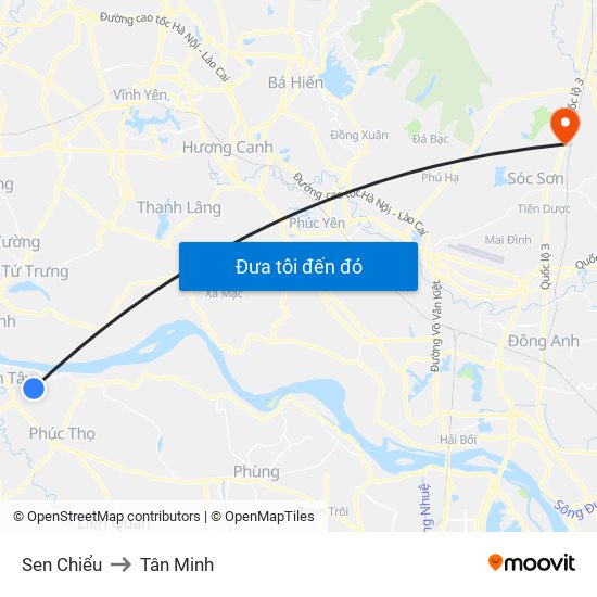 Sen Chiểu to Tân Minh map