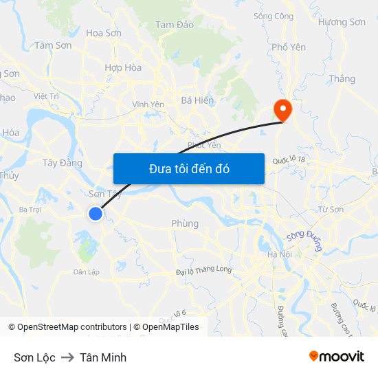 Sơn Lộc to Tân Minh map
