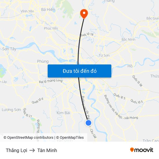 Thắng Lợi to Tân Minh map