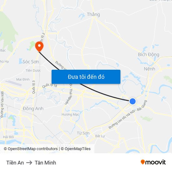 Tiền An to Tân Minh map