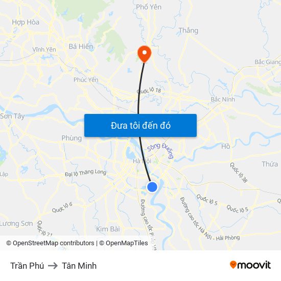 Trần Phú to Tân Minh map