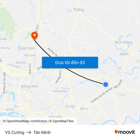 Võ Cường to Tân Minh map