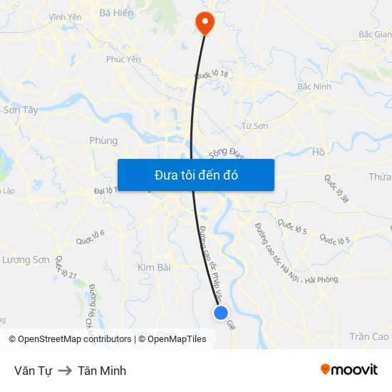 Văn Tự to Tân Minh map