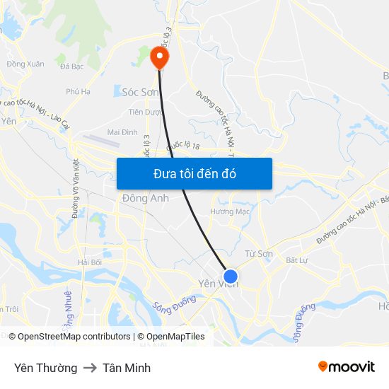 Yên Thường to Tân Minh map