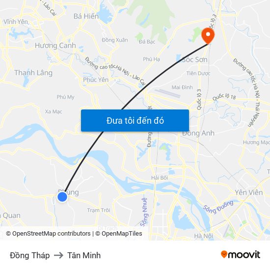 Đồng Tháp to Tân Minh map