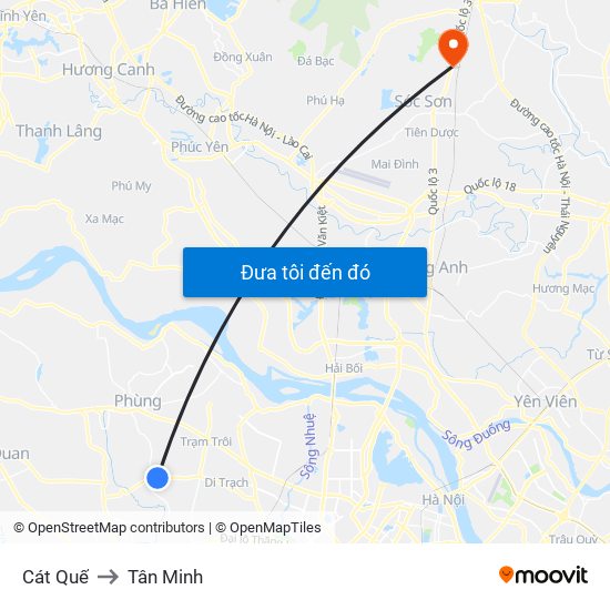 Cát Quế to Tân Minh map