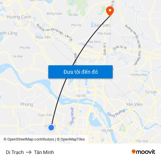 Di Trạch to Tân Minh map