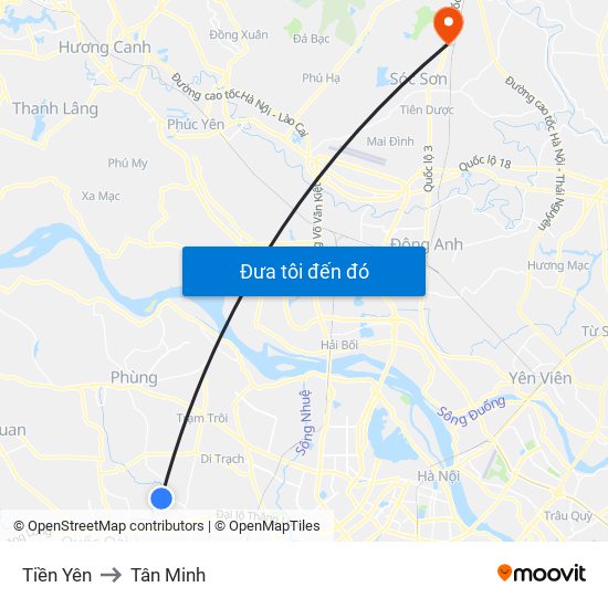 Tiền Yên to Tân Minh map