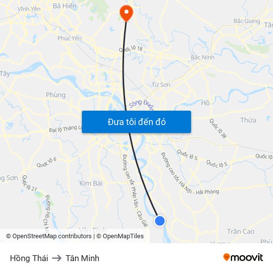 Hồng Thái to Tân Minh map
