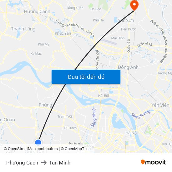 Phượng Cách to Tân Minh map