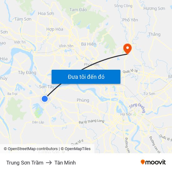 Trung Sơn Trầm to Tân Minh map