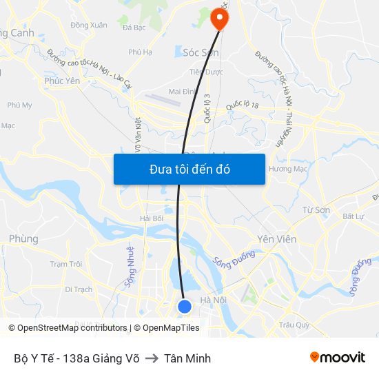 Bộ Y Tế - 138a Giảng Võ to Tân Minh map