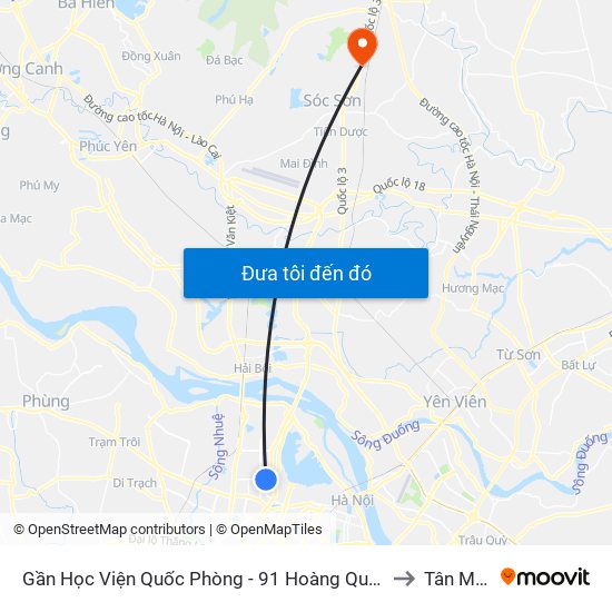 Gần Học Viện Quốc Phòng - 91 Hoàng Quốc Việt to Tân Minh map