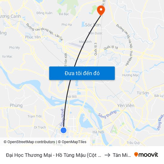 Đại Học Thương Mại - Hồ Tùng Mậu (Cột Sau) to Tân Minh map