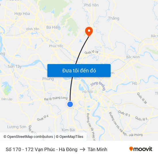 Số 170 - 172 Vạn Phúc - Hà Đông to Tân Minh map