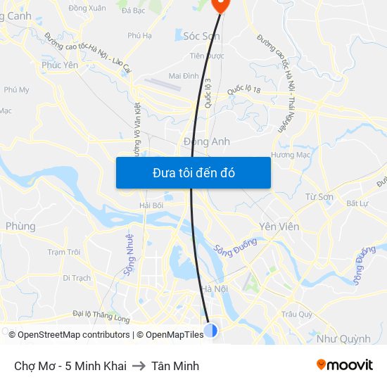 Chợ Mơ - 5 Minh Khai to Tân Minh map