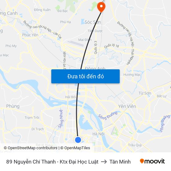 89 Nguyễn Chí Thanh - Ktx Đại Học Luật to Tân Minh map