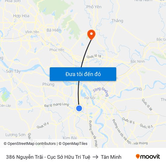 386 Nguyễn Trãi - Cục Sở Hữu Trí Tuệ to Tân Minh map