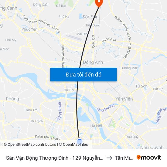 Sân Vận Động Thượng Đình - 129 Nguyễn Trãi to Tân Minh map