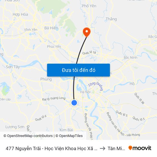 477 Nguyễn Trãi - Học Viện Khoa Học Xã Hội to Tân Minh map