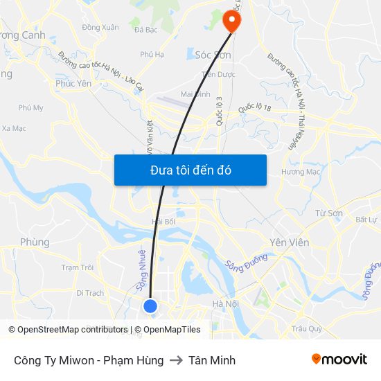 Công Ty Miwon - Phạm Hùng to Tân Minh map