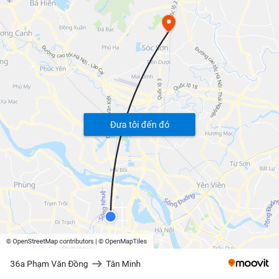 36a Phạm Văn Đồng to Tân Minh map