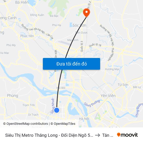 Siêu Thị Metro Thăng Long - Đối Diện Ngõ 599 Phạm Văn Đồng to Tân Minh map