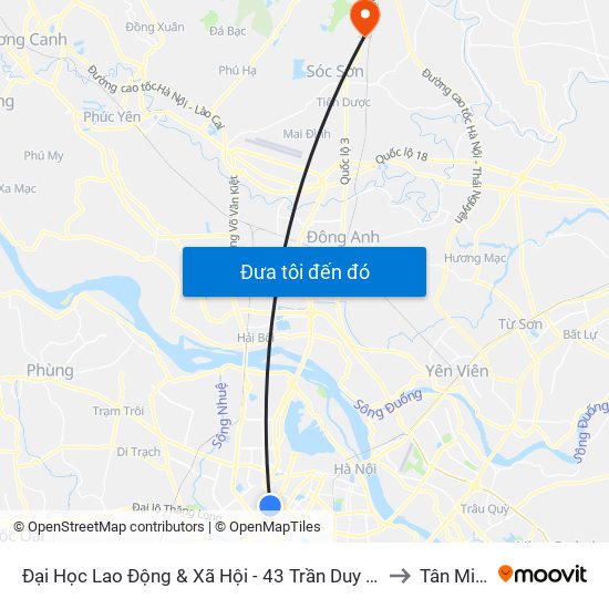 Đại Học Lao Động & Xã Hội - 43 Trần Duy Hưng to Tân Minh map