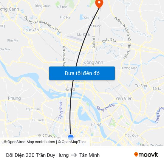 Đối Diện 220 Trần Duy Hưng to Tân Minh map