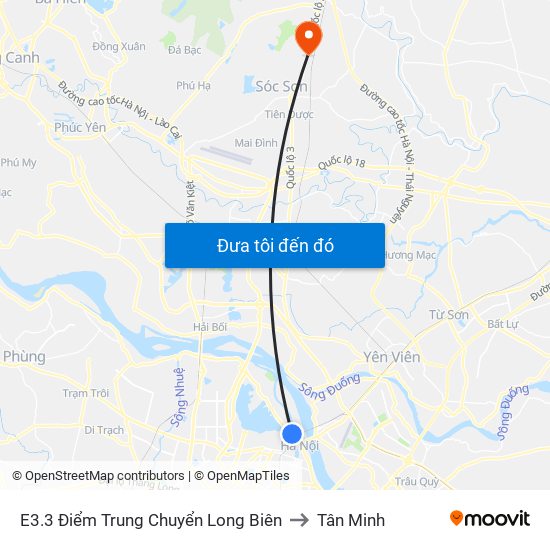 E3.3 Điểm Trung Chuyển Long Biên to Tân Minh map