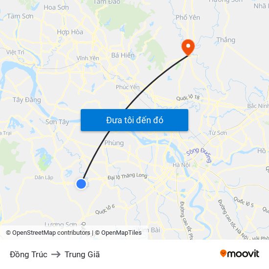 Đồng Trúc to Trung Giã map