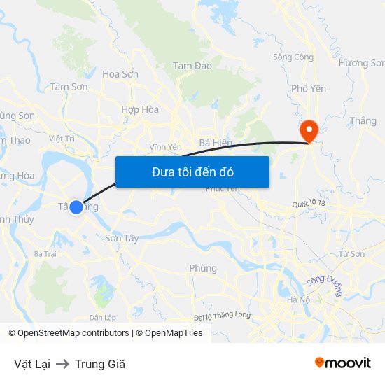 Vật Lại to Trung Giã map