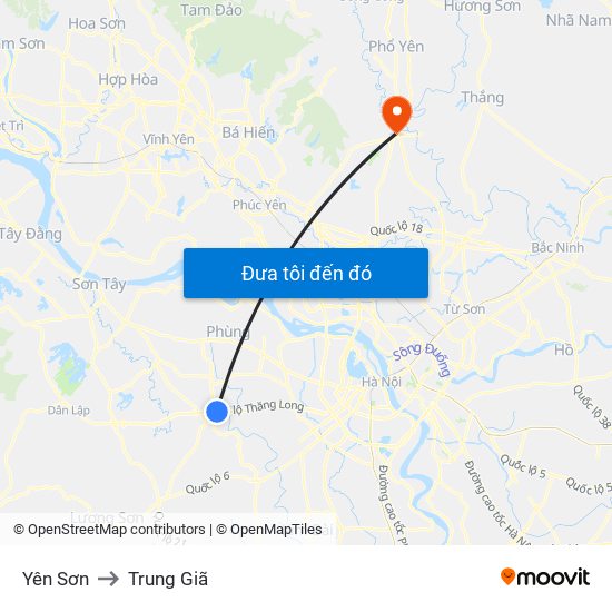 Yên Sơn to Trung Giã map
