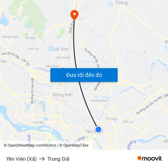 Yên Viên (Xã) to Trung Giã map