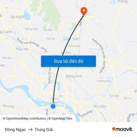 Đông Ngạc to Trung Giã map