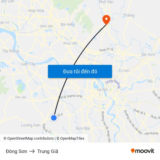 Đông Sơn to Trung Giã map