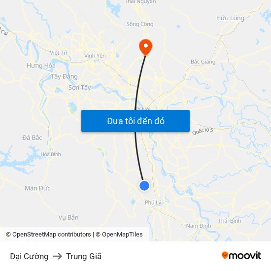 Đại Cường to Trung Giã map