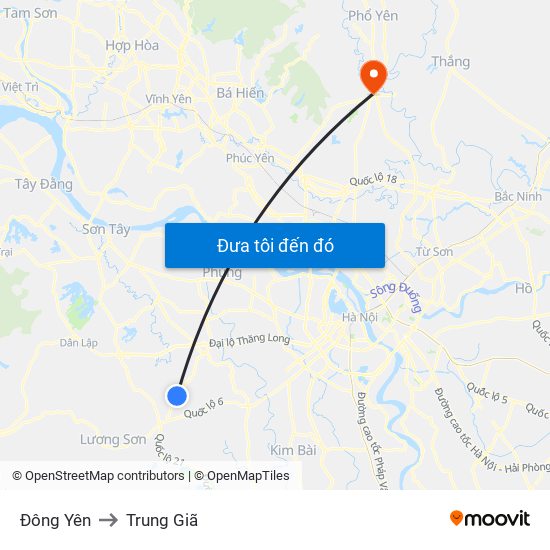 Đông Yên to Trung Giã map