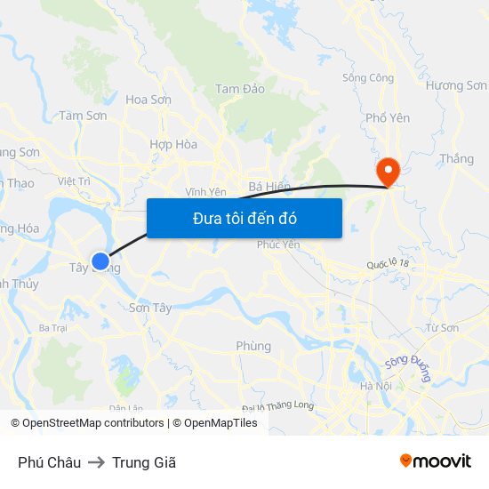 Phú Châu to Trung Giã map