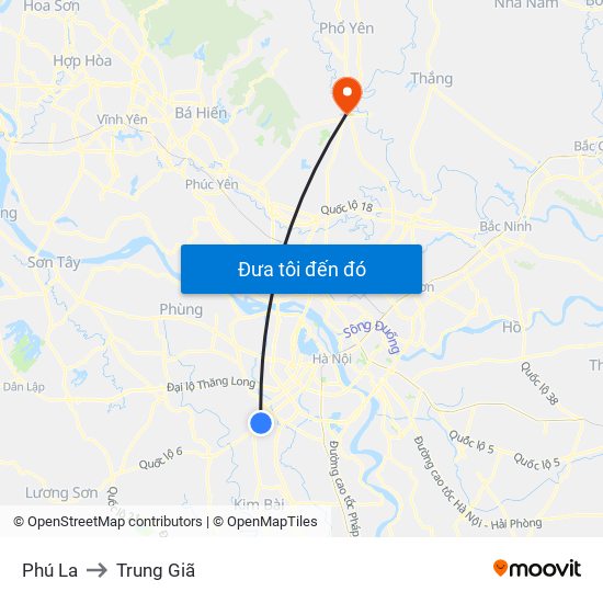 Phú La to Trung Giã map