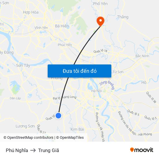 Phú Nghĩa to Trung Giã map