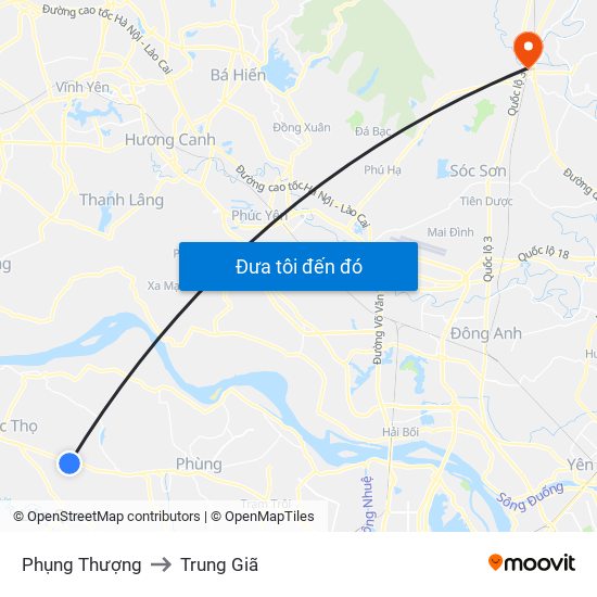 Phụng Thượng to Trung Giã map