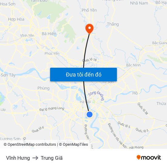 Vĩnh Hưng to Trung Giã map