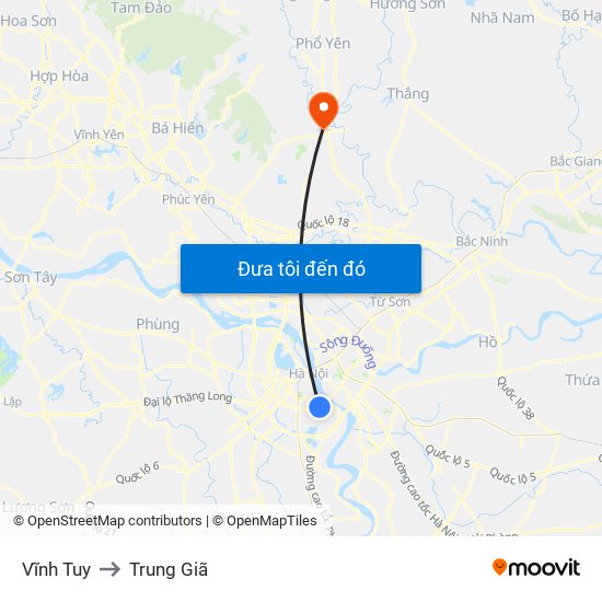 Vĩnh Tuy to Trung Giã map