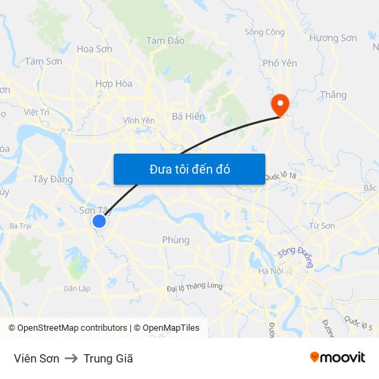 Viên Sơn to Trung Giã map