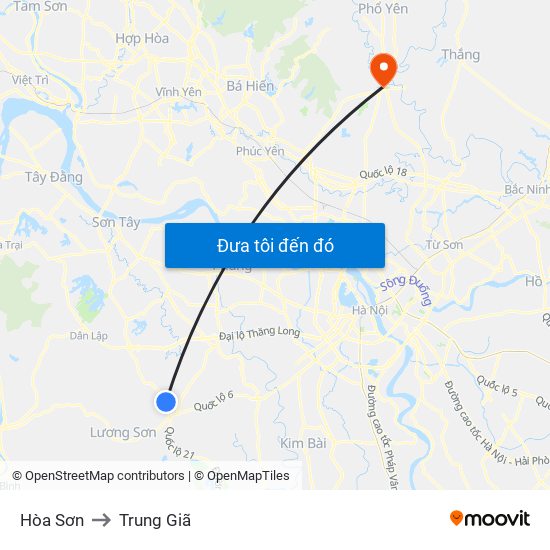 Hòa Sơn to Trung Giã map